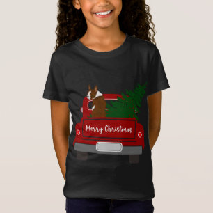 Schattigee Rode Boston Terrier - retro kerst T-shirt