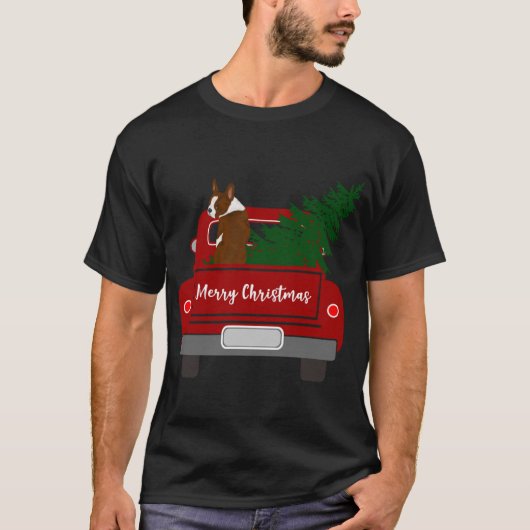 Schattigee Rode Boston Terrier - retro kerst T-shirt (Voorkant)