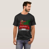 Schattigee Rode Boston Terrier - retro kerst T-shirt (Voorkant volledig)