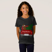 Schattigee Rode Boston Terrier - retro kerst T-shirt (Voorkant volledig)