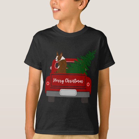 Schattigee Rode Boston Terrier - retro kerst T-shirt (Voorkant)