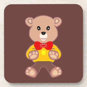 Schattigee Rode Bowtie Beige Teddy Bear Brown Bier Onderzetter