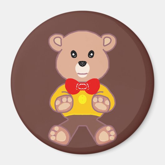 Schattigee Rode Bowtie Beige Teddy Bear Brown Magneet (Voorkant)