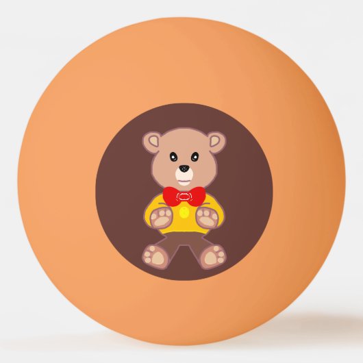 Schattigee Rode Bowtie Beige Teddy Bear Brown Pingpongbal (Voorkant)