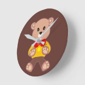 Schattigee Rode Bowtie Beige Teddy Bear Brown Ronde Klok (Hoek)
