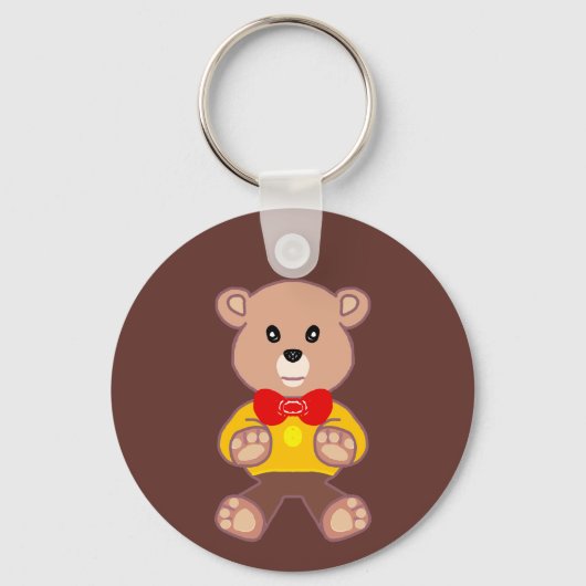 Schattigee Rode Bowtie Beige Teddy Bear Brown Sleutelhanger (Voorkant)