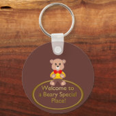 Schattigee Rode Bowtie Beige Teddy Bear Brown Sleutelhanger (Achterkant)