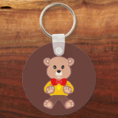 Schattigee Rode Bowtie Beige Teddy Bear Brown Sleutelhanger (Voorkant)