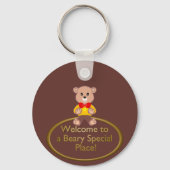 Schattigee Rode Bowtie Beige Teddy Bear Brown Sleutelhanger (Achterkant)