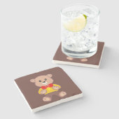 Schattigee Rode Bowtie Beige Teddy Bear Brown Stenen Onderzetter (Zijkant)
