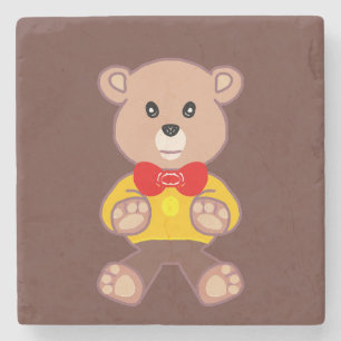 Schattigee Rode Bowtie Beige Teddy Bear Brown Stenen Onderzetter