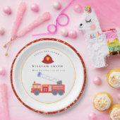 Schattigee rode brandweerauto motor Kinder elke le Papieren Bordje (Feest)