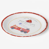 Schattigee rode brandweerauto motor Kinder elke le Papieren Bordje (Gekanteld)