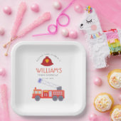 Schattigee rode brandweerauto motor Kinder elke le Papieren Bordje (Feest)