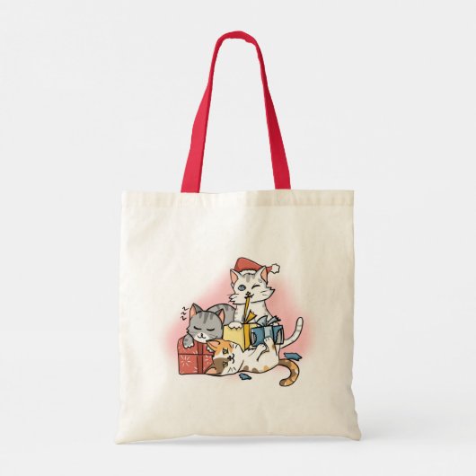 Schattigee Rode Cartoon Kerst Kittens uitpakken Ca Tote Bag (Achterkant)