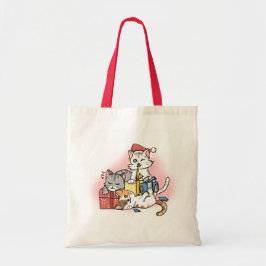 Schattigee Rode Cartoon Kerst Kittens uitpakken Ca Tote Bag