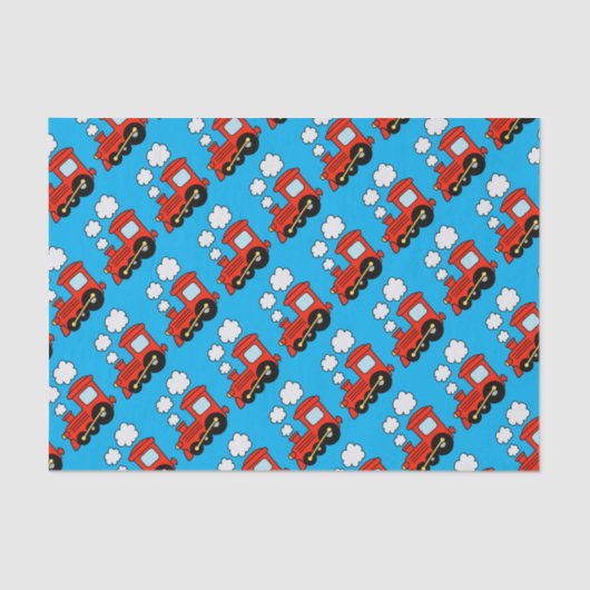 Schattigee rode choo choo trein kind verjaardagsca tissuepapier (Voorkant)