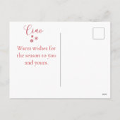 Schattigee rode ciao vrolijke kerstgroet feestdagenkaart (Achterkant)