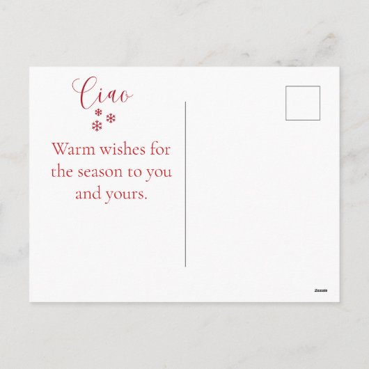 Schattigee rode ciao vrolijke kerstgroet feestdagenkaart (Achterkant)