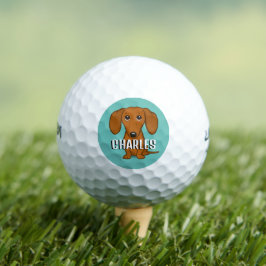 Schattigee rode Dachshund Wiener Dog Custom Name Golfballen