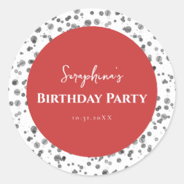 Schattigee Rode Dalmatische Verjaardagsfeestje Ronde Sticker