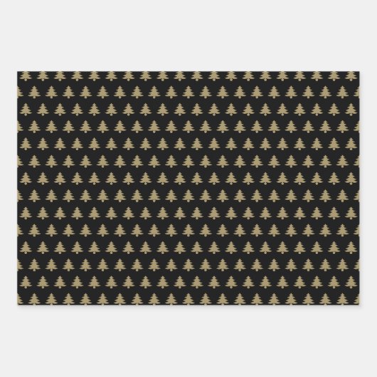 Schattigee rode dennen groen zwart gouden kerstbom inpakpapier vel (Voorkant 3)