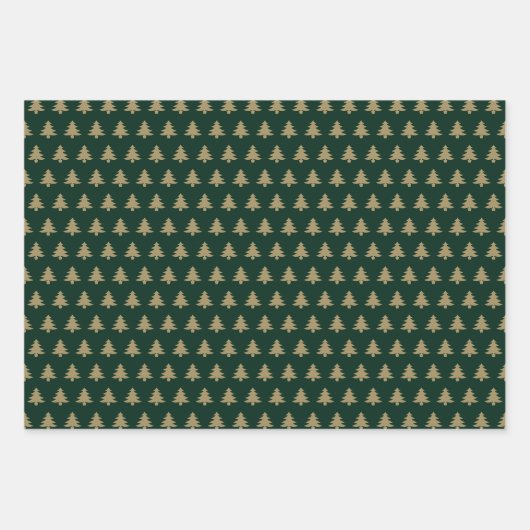 Schattigee rode dennen groen zwart gouden kerstbom inpakpapier vel (Voorkant 2)