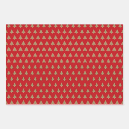 Schattigee rode dennen groen zwart gouden kerstbom inpakpapier vel (Voorkant)