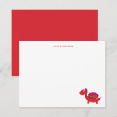 Schattigee Rode Dinosaurus Kinder dank u Bedankkaart (Voorkant / Achterkant)