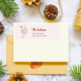 Schattigee rode doodle kerst op maat eigenzinnig etiket