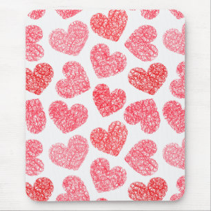 Schattigee rode Doodled Heart Valentijnsdag Patter Muismat