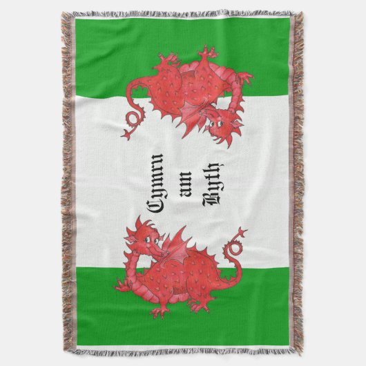 Schattigee rode draken op groene en witte deken (Voorkant Verticaal)