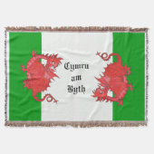 Schattigee rode draken op groene en witte deken (Voorkant)