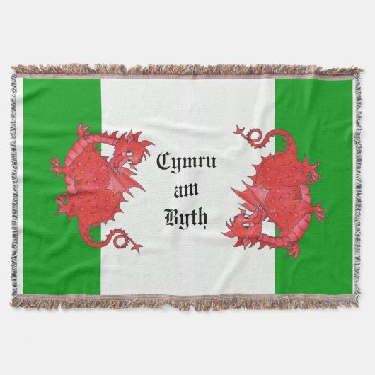 Schattigee rode draken op groene en witte deken (Voorkant)