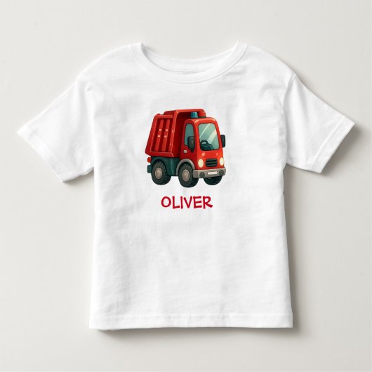 Schattigee rode dumptruck kinder shirts (Voorkant)