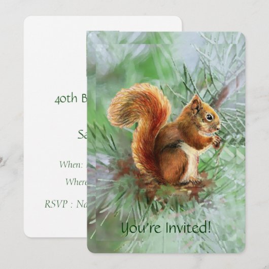 Schattigee Rode Eekhoorn Aangepaste Leeftijd Verja Kaart (Voorkant / Achterkant)