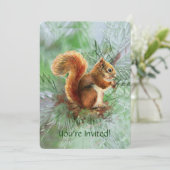 Schattigee Rode Eekhoorn Aangepaste Leeftijd Verja Kaart (Staand voorkant)