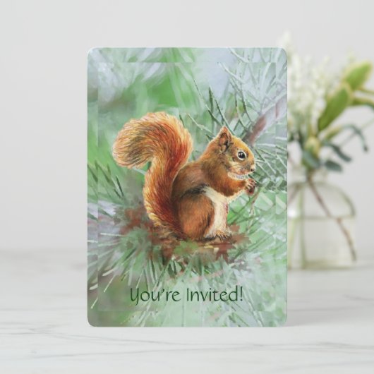 Schattigee Rode Eekhoorn Aangepaste Leeftijd Verja Kaart (Staand voorkant)