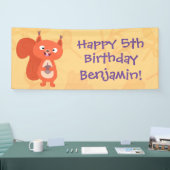 Schattigee rode eekhoorn gepersonaliseerde cartoon spandoek (Beurs)