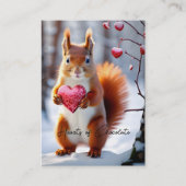 Schattigee Rode Eekhoorn Holding Boxed Heart Visitekaartje (Voorkant)