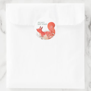 Schattigee Rode Eekhoorn Wildflower Geslacht Baby Ronde Sticker