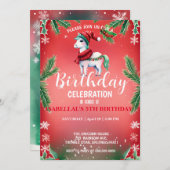 Schattigee Rode Eenhoorn Kerstfeest Save The Date (Voorkant / Achterkant)