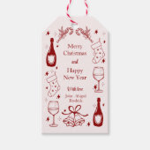 Schattigee rode eigenzinnige doodle kerst aangepas cadeaulabel (Voorkant)