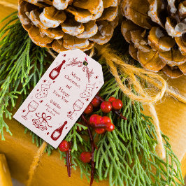 Schattigee rode eigenzinnige doodle kerst aangepas cadeaulabel