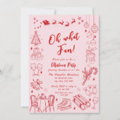 Schattigee rode eigenzinnige kerstfeest doodle kaart (Voorkant)