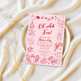 Schattigee rode eigenzinnige kerstfeest doodle kaart