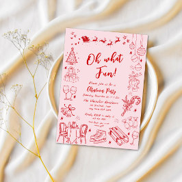 Schattigee rode eigenzinnige kerstfeest doodle kaart