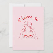 Schattigee rode eigenzinnige oudejaarsavond party kaart (Achterkant)