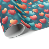 Schattigee rode en blauwe hartballonnen cadeaupapier (Rol Hoek)