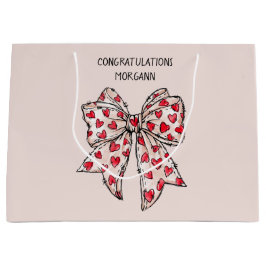 Schattigee rode en blush coquette hart boog groot cadeauzakje